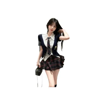 Garbege Uniforms Women's Shirt Tie Plaid Skirt Clothing Sets