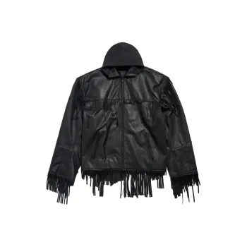 Balenciaga Leather Jacket Loose Fit Men's Black