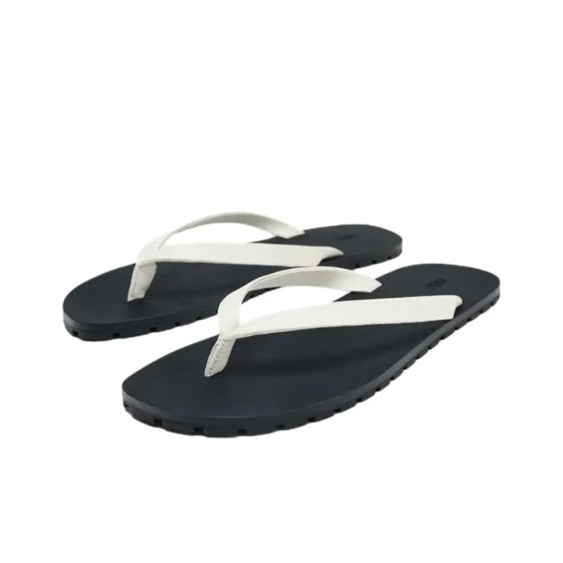 ZARA Rubber Sole Abrasion Resistant Flip Flops Women's White-2