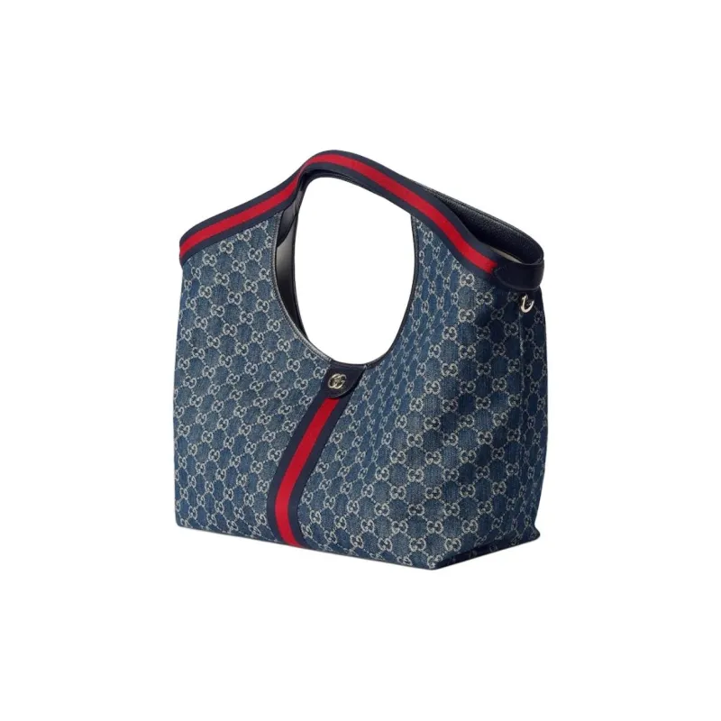 GUCCI Denim Tote Bag, Shopping Bag, Handbag Tubas Women's Blue-1