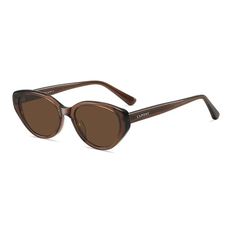 CAPONI TR/Memory Plastic Square Sunglasses Unisex Tea Brown-6
