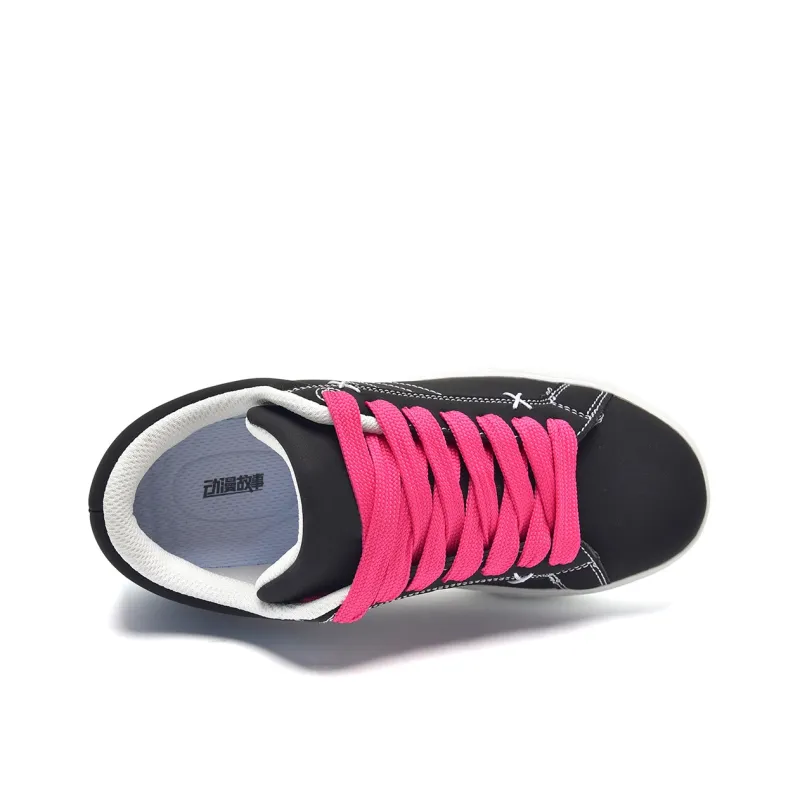 Anime story Casual Shoes Unisex Low Top Pink Green Mismatched/Black Pink/Black Green-10