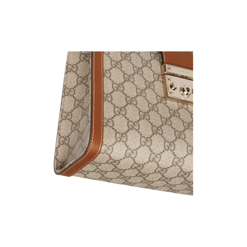 GUCCI Padlock Fabric One Shoulder Handbag Medium Size Women's Brown & Beige-6