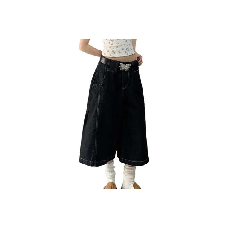 T IRA Denim Shorts Unisex Black-0