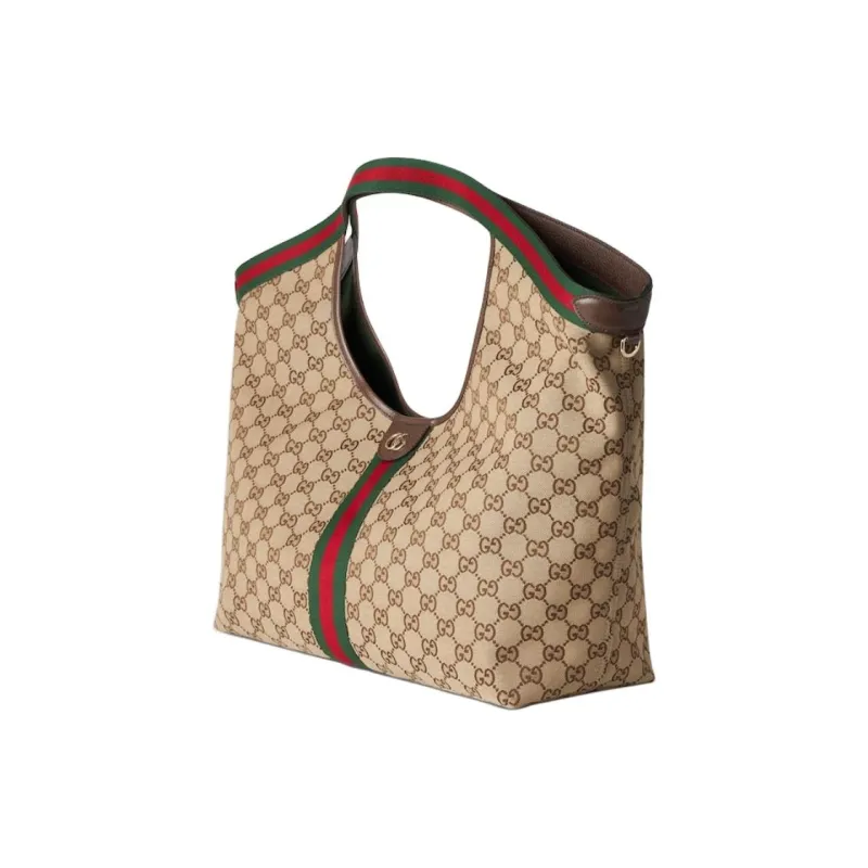 GUCCI GG Canvas Bag, Tote Bag, Shopping Bag, Shoulder Bag, Handbag Tubas Women's Beige & Dark Brown-1