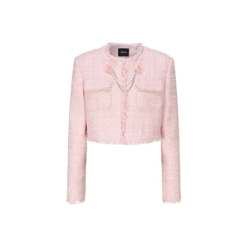 GIMING Cropped Coats Women's Pink-0