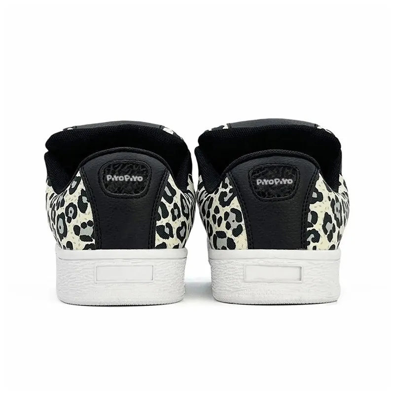 PIYOPIYO Low Top Skateboard Shoes Women's Leopard Gray-6