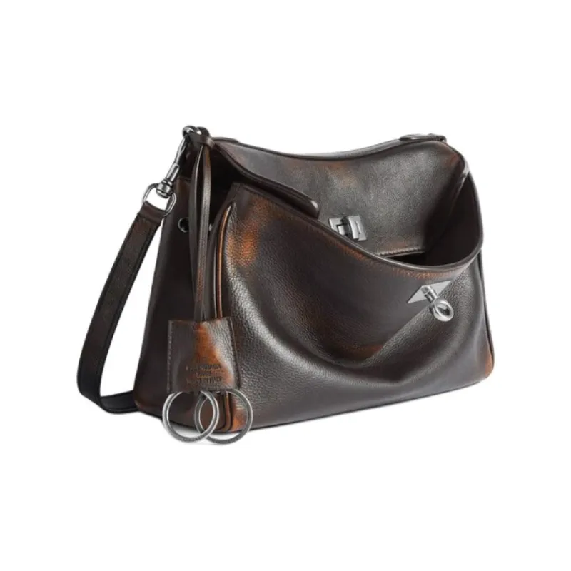 Balenciaga Rodeo Calfskin Messenger Bag, Shoulder Bag, Crossbody Bag Trumpets Men's Brown-3