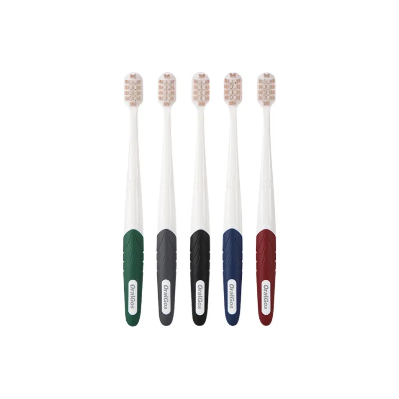 ORALGOS Premium Fashion Manual Toothbrush Improve Yellow Teeth, Freshen Oral, And Remove Teeth Stains Family Pack 5 Pcs-0