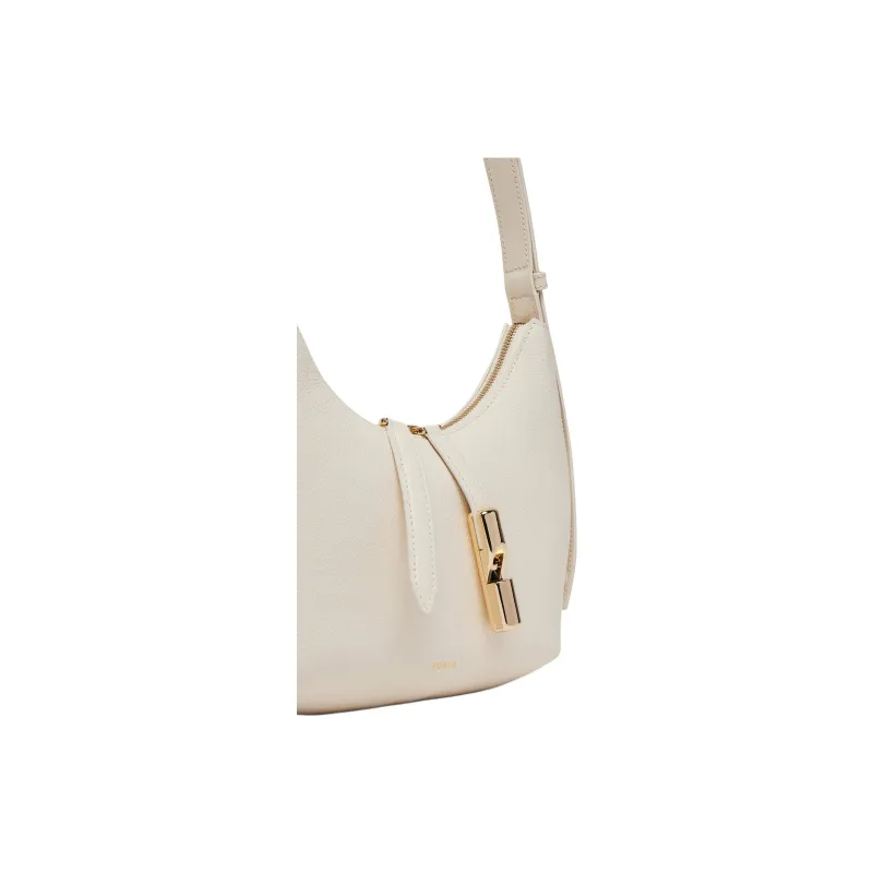 Furla GOCCIA Leather Shoulder Bag Trumpets Women's Beige-3
