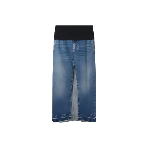 Stella McCartney Front Slit Frayed Edge Denim Maxi Skirt