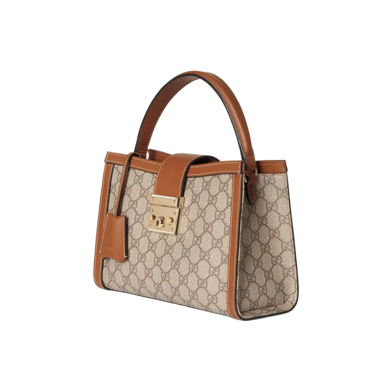 GUCCI Padlock Fabric One Shoulder Handbag Medium Size Women's Brown & Beige-2