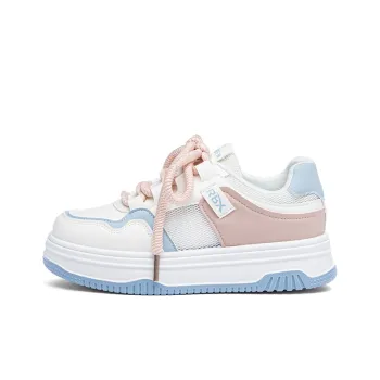 RENBEN Skateboard Shoes Women's Low Top White Blue Pink
