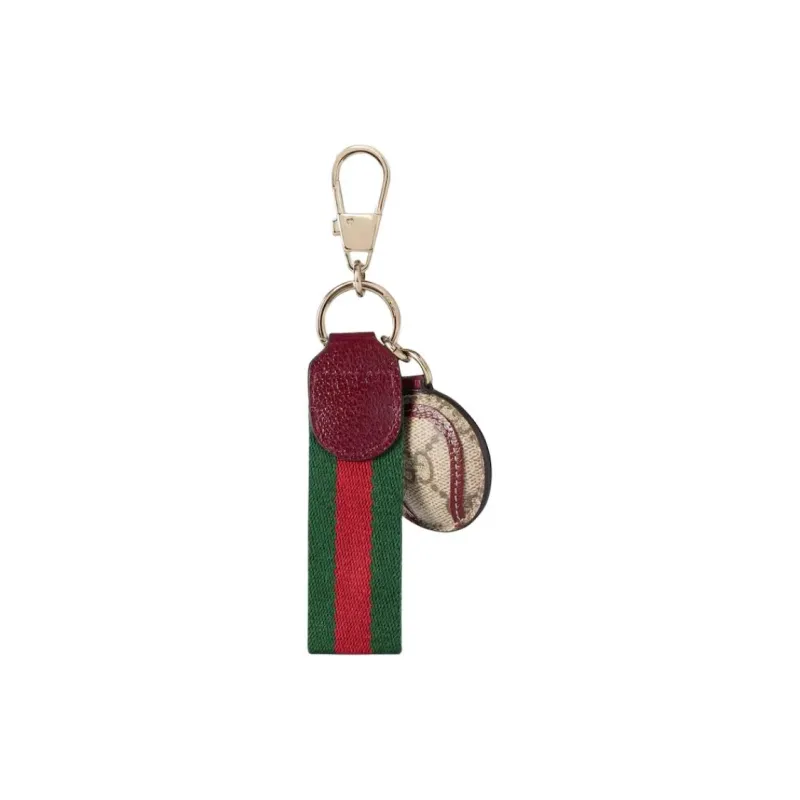 GUCCI Coated Fabric Bag Charm Bag Accessory Unisex Beige & Dark Brown-2