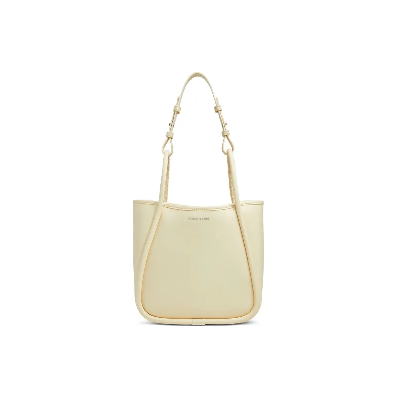 CHARLES&KEITH PU Shoulder Bag Medium Size Women's Chocolate/Taupe/Butter Yellow Cream Yellow-8