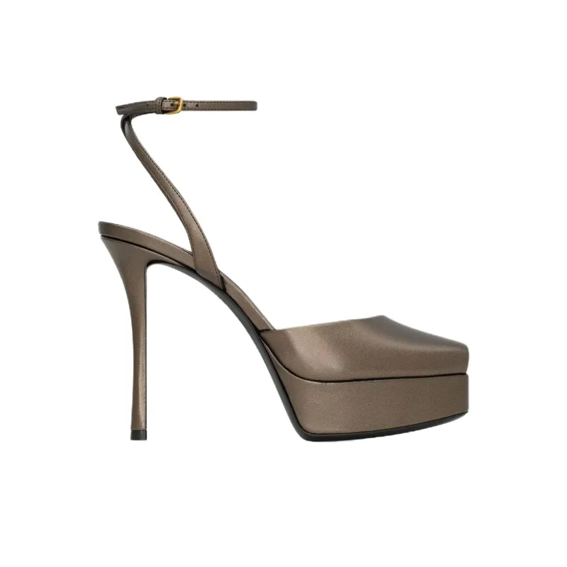 SAINT LAURENT Scandale Slim Heel High Heels 11cm Women's Copper-1