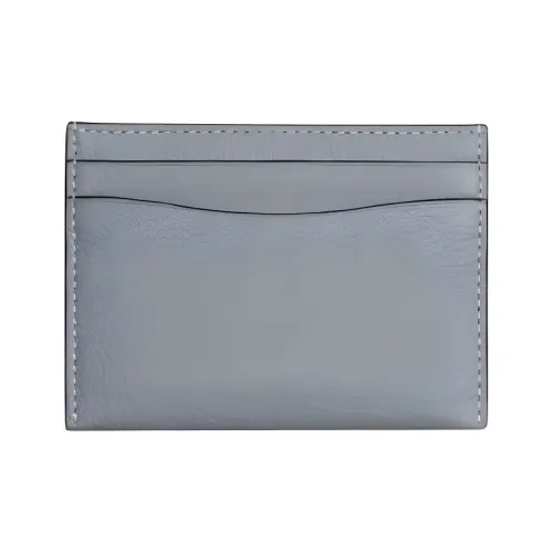 COACH Card Case Grain Leather Card Holder Women's Gray