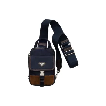 PRADA Nylon Cell Phone Pouch Regular Men's Blue & Coffee