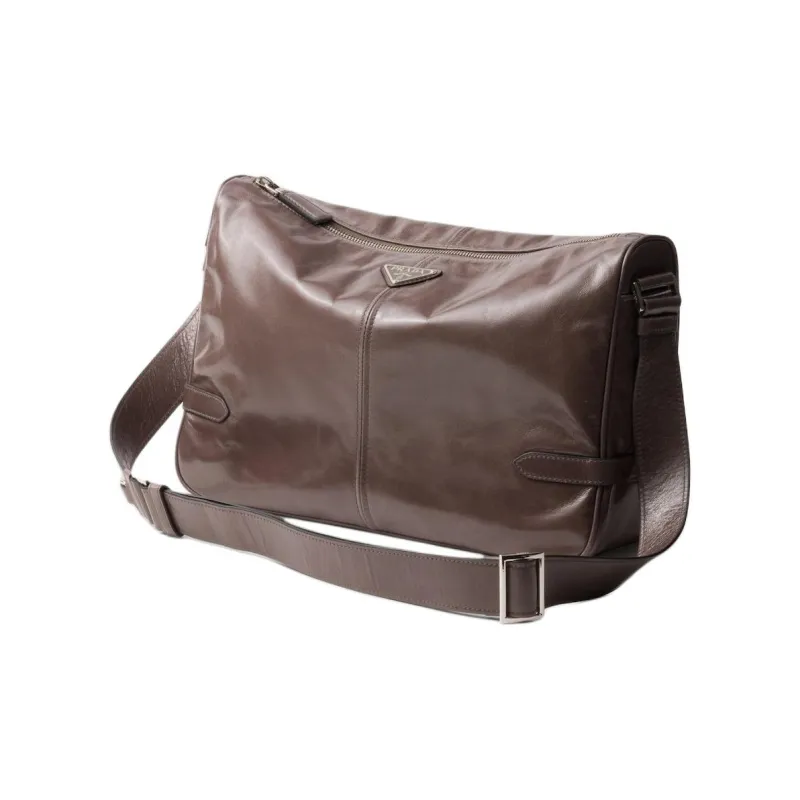 PRADA Calfskin Shoulder Bag Men's Cork Beige-1