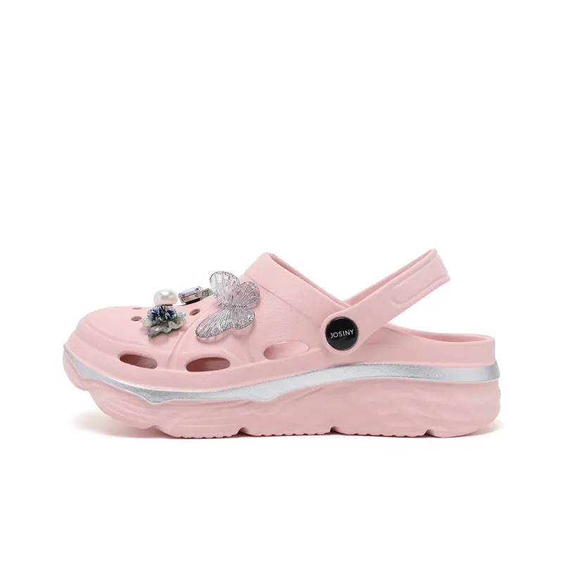 JOSINY Girlish Trendy Fashion, Slip on Shoes, Outdoor Beach Shoes Closed Toe Mules DIY Clogs Women's Pink-0