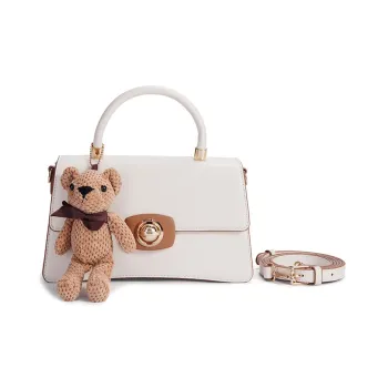 Dubaolu Polyurethane Shoulder Bag, Crossbody Bag, Handbag Medium Size Women's Ecru/Khaki