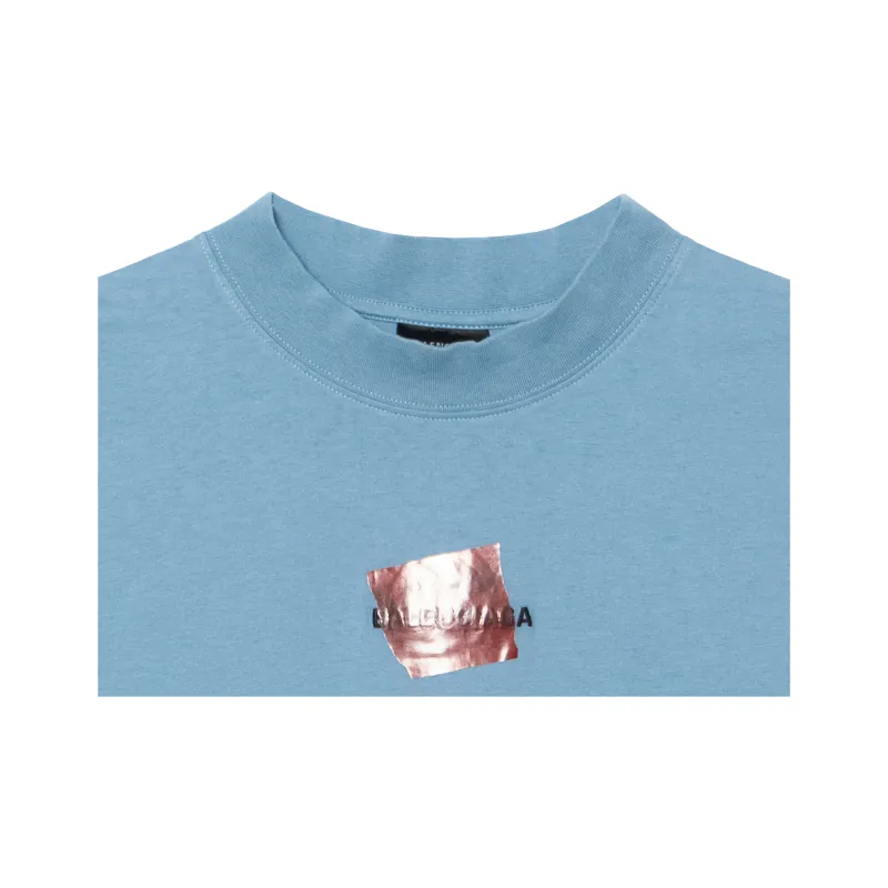 Balenciaga T Shirt Regular Fit Men's Blue Gray-5