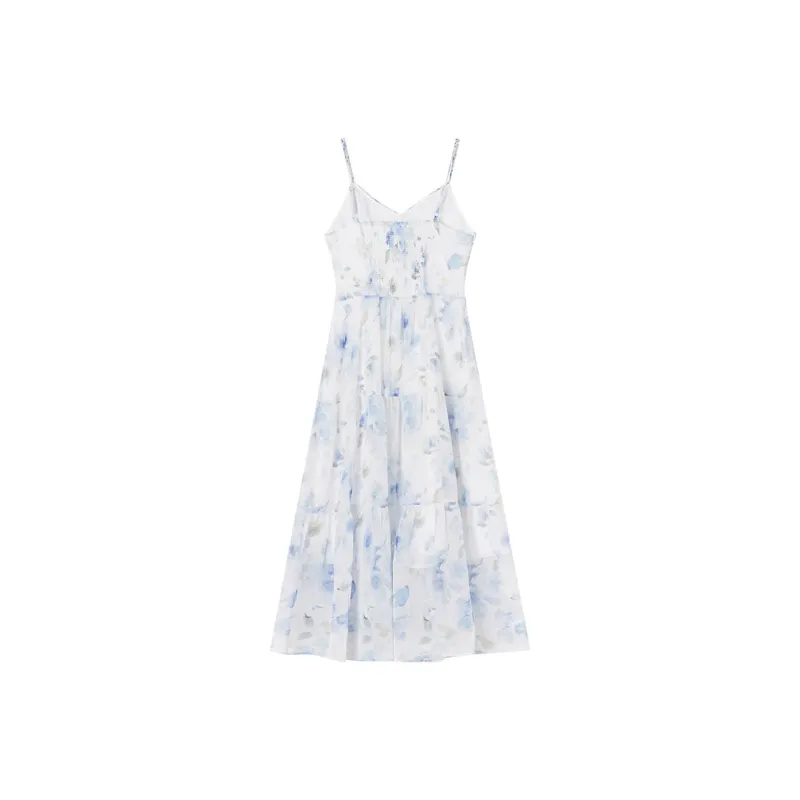 XIANGYING Slip Dress Women's Blue-0