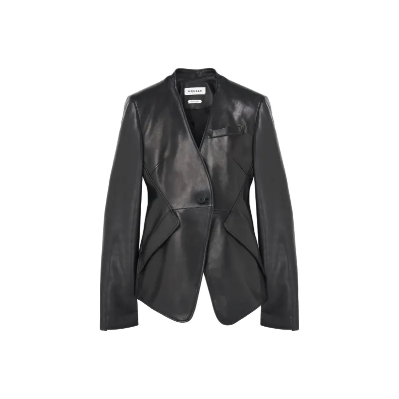 Alexander McQueen Leather Jacket Women's Black-0
