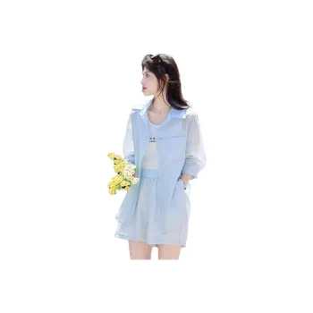 Still quiet Two Piece Skirt Sets Women's Blue+White