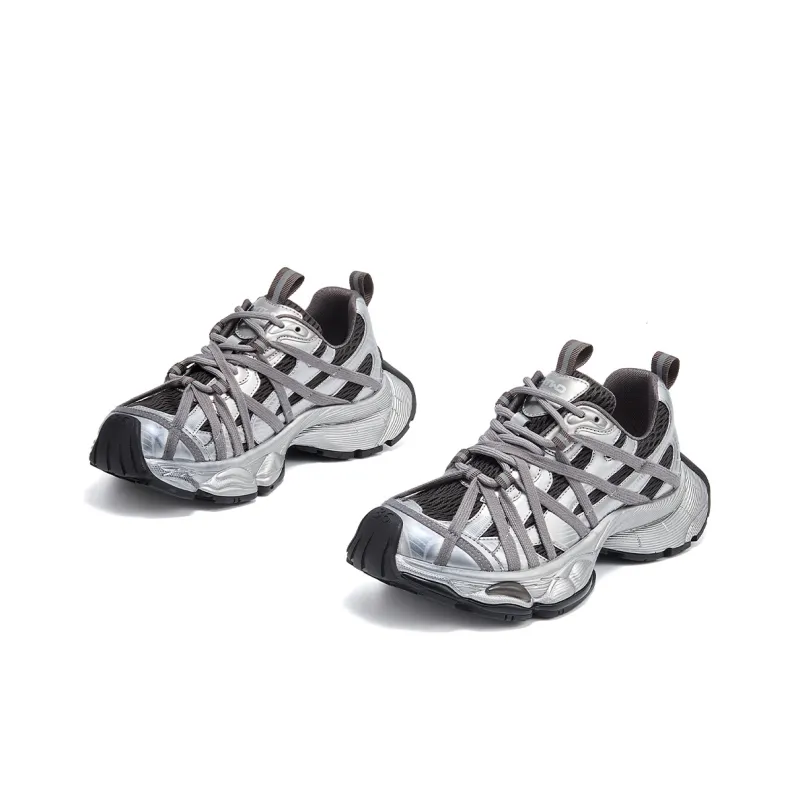 Hotwind Low Top Chunky Sneakers Unisex Black Gray-12