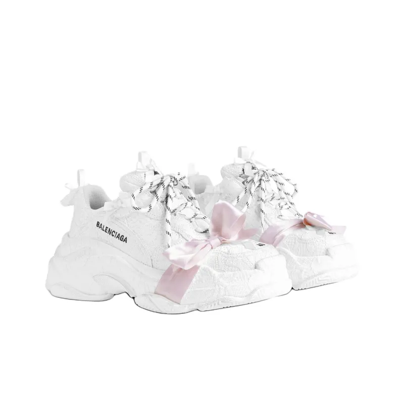 Balenciaga Triple S Lace Low Top Chunky Sneakers Women's White-2