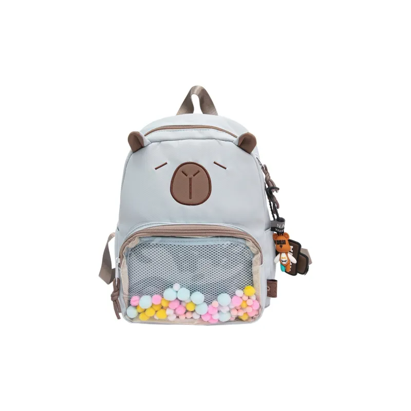 Meow In The Grass Nylon With PVC Backpack Unisex Black/White/Light Khaki/Dark Khaki/Blue-19