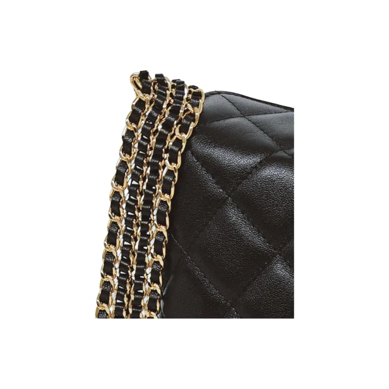 CHANEL Shiny Lambskin Crossbody Bag, Shoulder Bag Women's Black-1