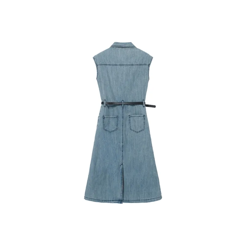 ERIRI Sleeveless Dresses Women's Denim Blue-1