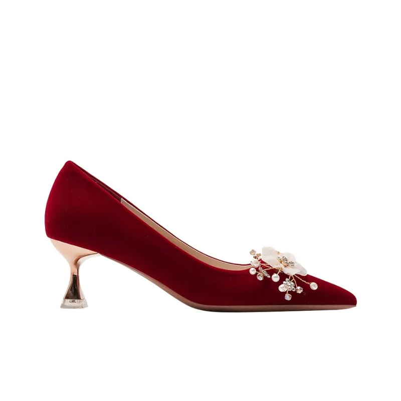 MABEL&CO Chunky Heel High Heels Women's Red-1
