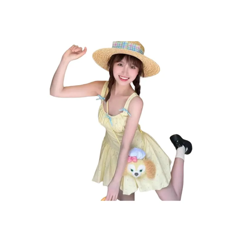 Si Bei'er Slip Dresses Women's Yellow-0