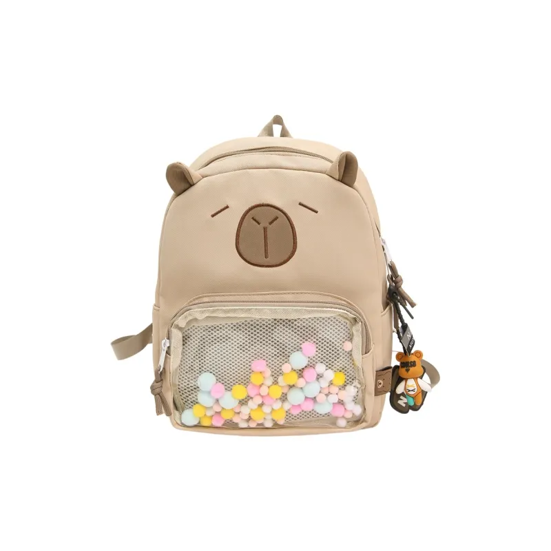 Meow In The Grass Nylon With PVC Backpack Unisex Black/White/Light Khaki/Dark Khaki/Blue-11