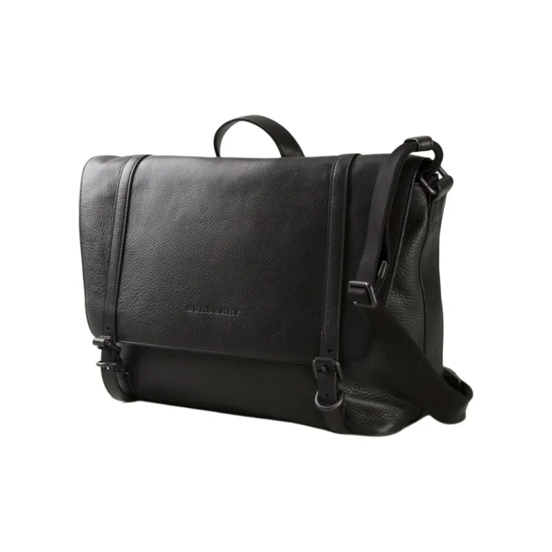Burberry Calfskin Messenger Bag, Shoulder Bag, Crossbody Bag, Handbag Men's Black-1