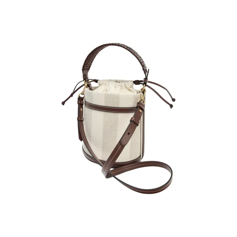 ZARA Cotton Bucket Bag, Crossbody Handbag Medium Size Women's Light Beige-4