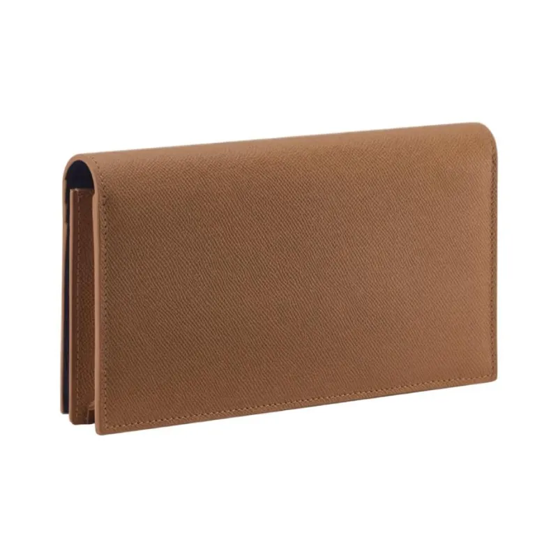 BVLGARI Calfskin Wallet Tubas Men's Brown-1
