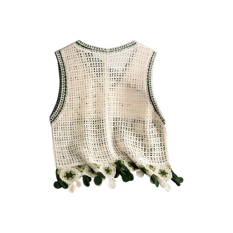 TOUCH Vests Women's Apricot With Green Trim-1