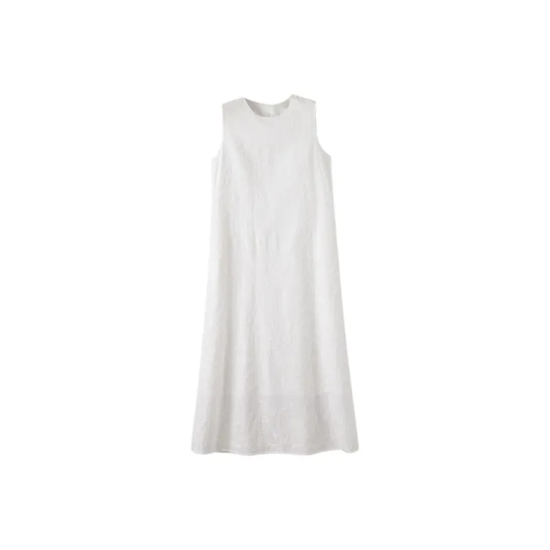 Late White Sleeveless Dress Women's-0