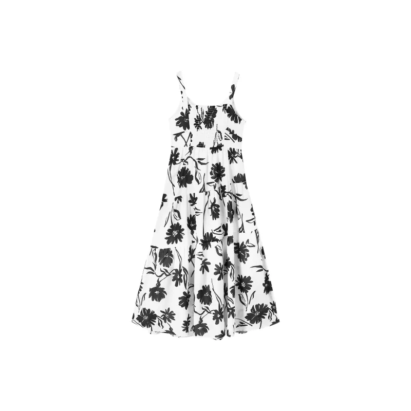 DIALOGUE Slip Dresses Women's White With Black Floral-1