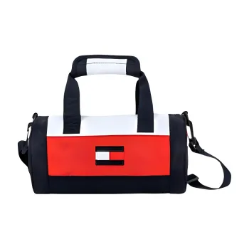 Tommy Hilfiger Polyester Boston Bag Portable One Shoulder Crossbody Travel Bag Medium Size Men's Blue White
