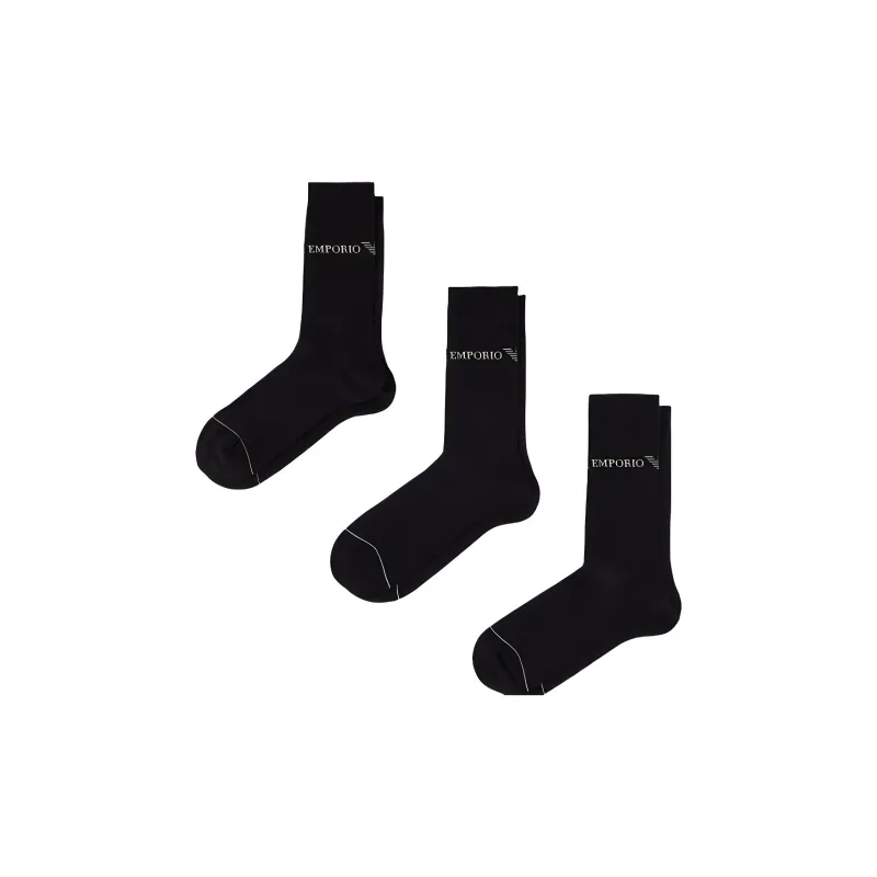 EMPORIO ARMANI SS25 Mid Calf Socks Men's 3 Pack Black-0