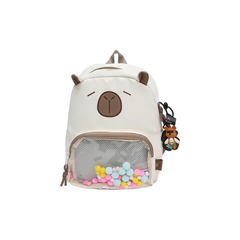 Meow In The Grass Nylon With PVC Backpack Unisex Black/White/Light Khaki/Dark Khaki/Blue-5
