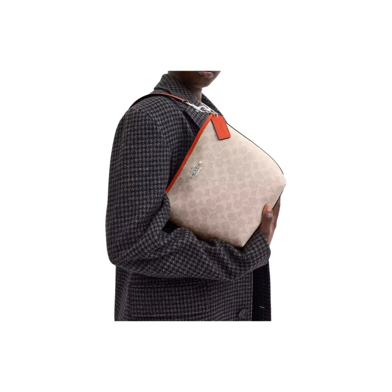 COACH City Coated Canvas Bucket Bag, Shoulder Bag Trumpets Women's Sand & Orange-4