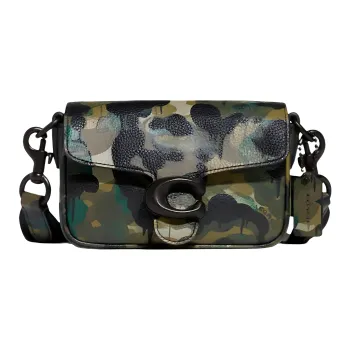COACH Soft Tabby Soft Polished Pebbled Cow Leather Crossbody Bag, Shoulder Bag Women's Camouflage Green