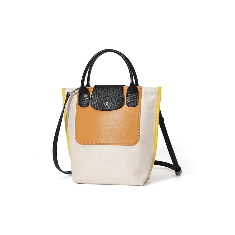 MASTER CANVAS Nylon With Leather Bucket Bag, Crossbody, One Shoulder Handbag Women's Ivory White/Green-1