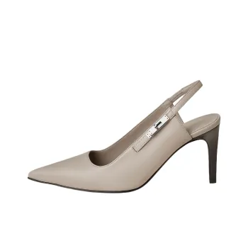 HERMES Lover Slim Heel High Heels 7.5cm Women's Taupe
